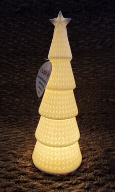 NEW White Tiered Tabletop Porcelain Light Up Christmas Tree 12.5" Holiday Decor